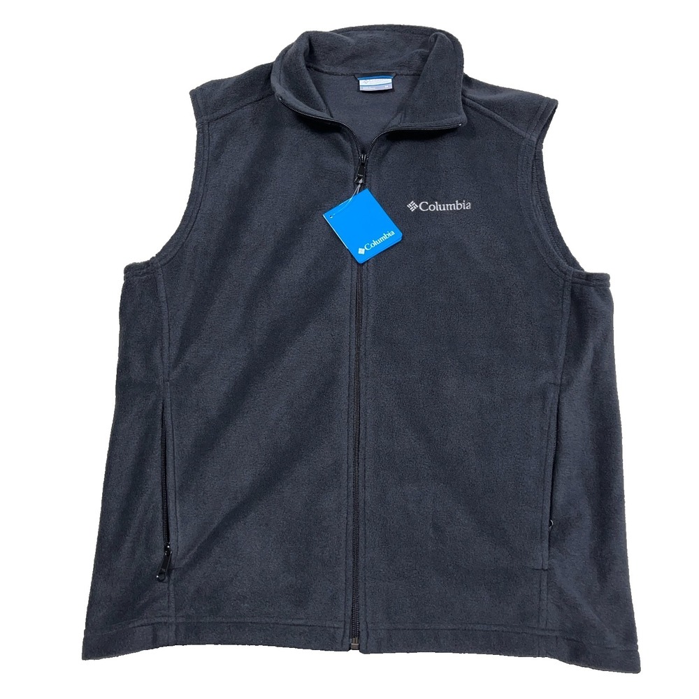 Columbia Vest Men Medium Black Fleece Steens Mountain Full Zip Sweater Jacket